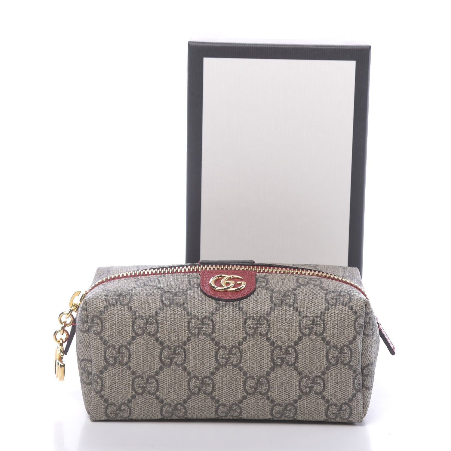 Gucci Soft GG Supreme Monogram Calfskin Small Ophidia Cosmetic Case Beige Ebony Hibiscus Red 9 of 9