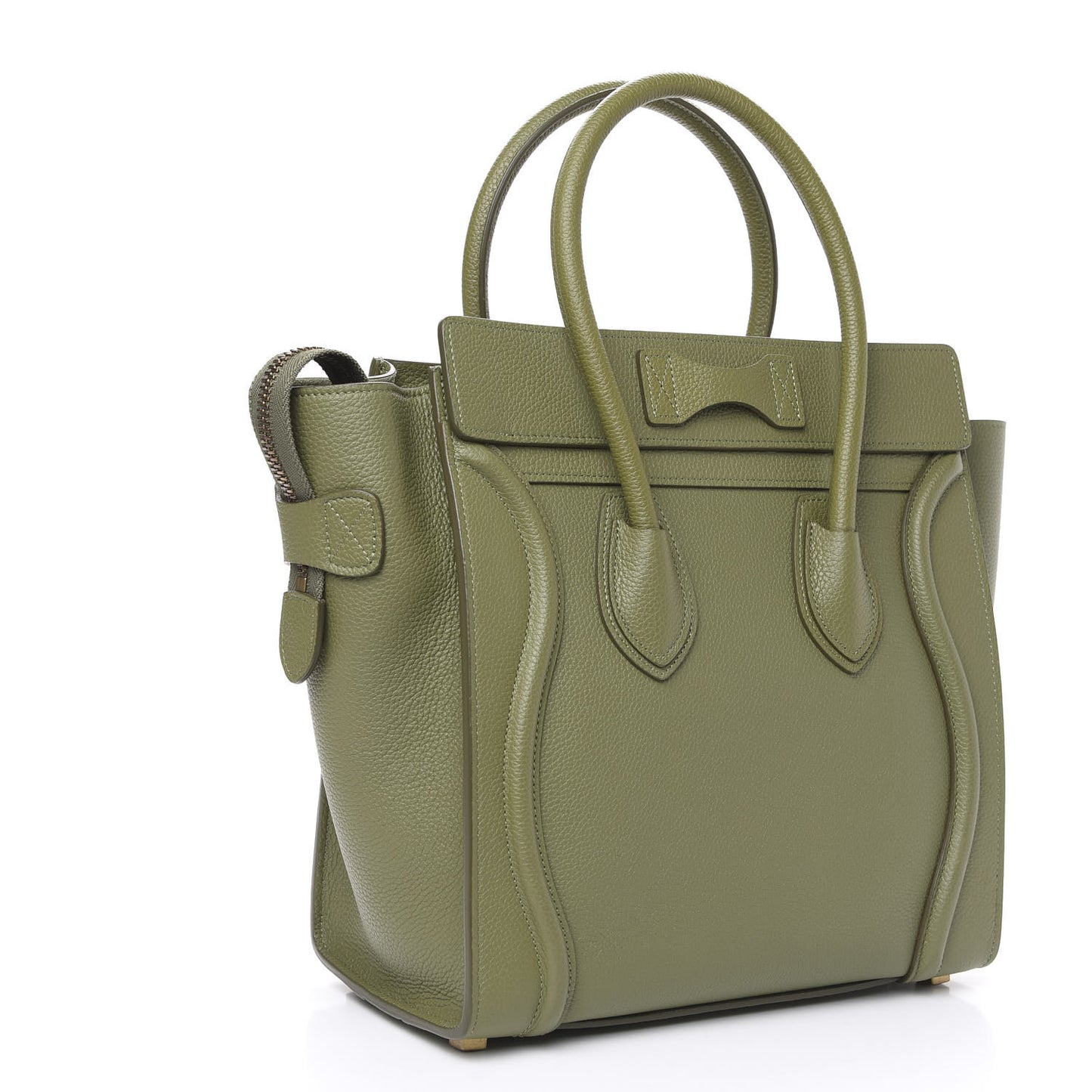 Drummed Calfskin Micro Luggage Light Khaki