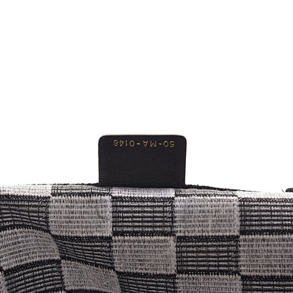 Christian Dior Canvas Embroidered Checkered Book Tote Black White 7 of 12