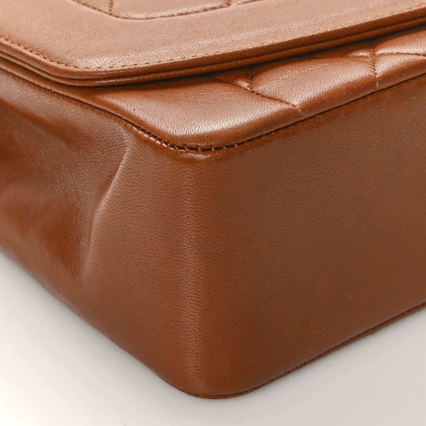 Lambskin Quilted Medium Single Flap Brown