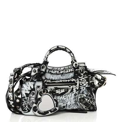 Balenciaga Agneau Arena Graffiti Neo Cagole Handbag XS Black White 3 of 11