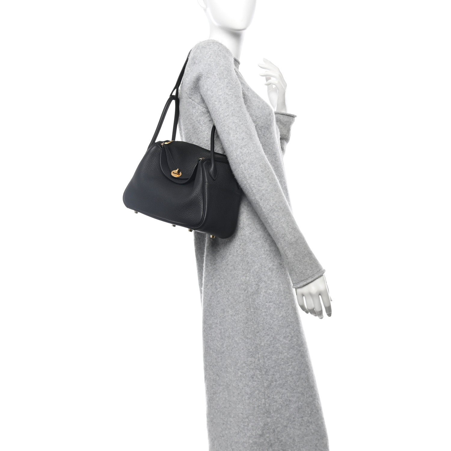 Hermes Taurillon Clemence Lindy 26 Black 2 of 12