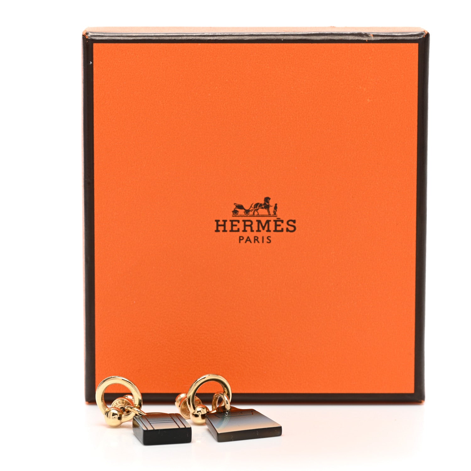 Hermes Permabrass Gold Plated Buffalo Horn Fusion Amulette Maroquinier Earrings By The Sea 5 of 5