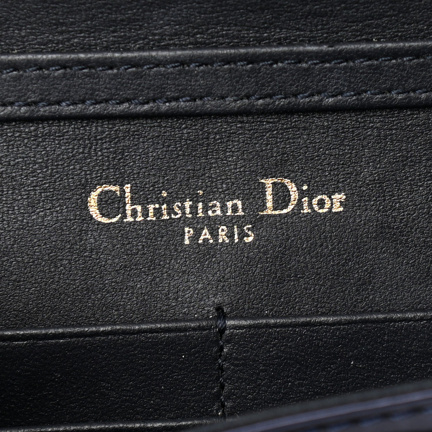 Christian Dior Metallic Patent Micro-Cannage Diorama Wallet on Chain Pouch Navy Blue 5 of 8