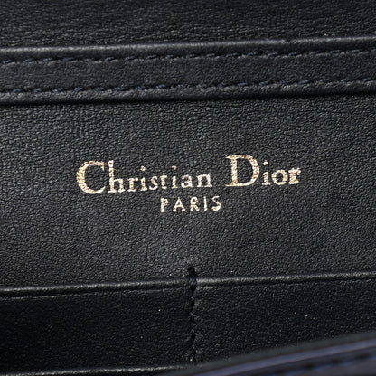 Christian Dior Metallic Patent Micro-Cannage Diorama Wallet on Chain Pouch Navy Blue 5 of 8