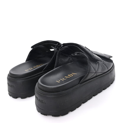 Prada Nappa Quilted Padded Logo Platform Slide Sandals 36.5 Black 5 of 10