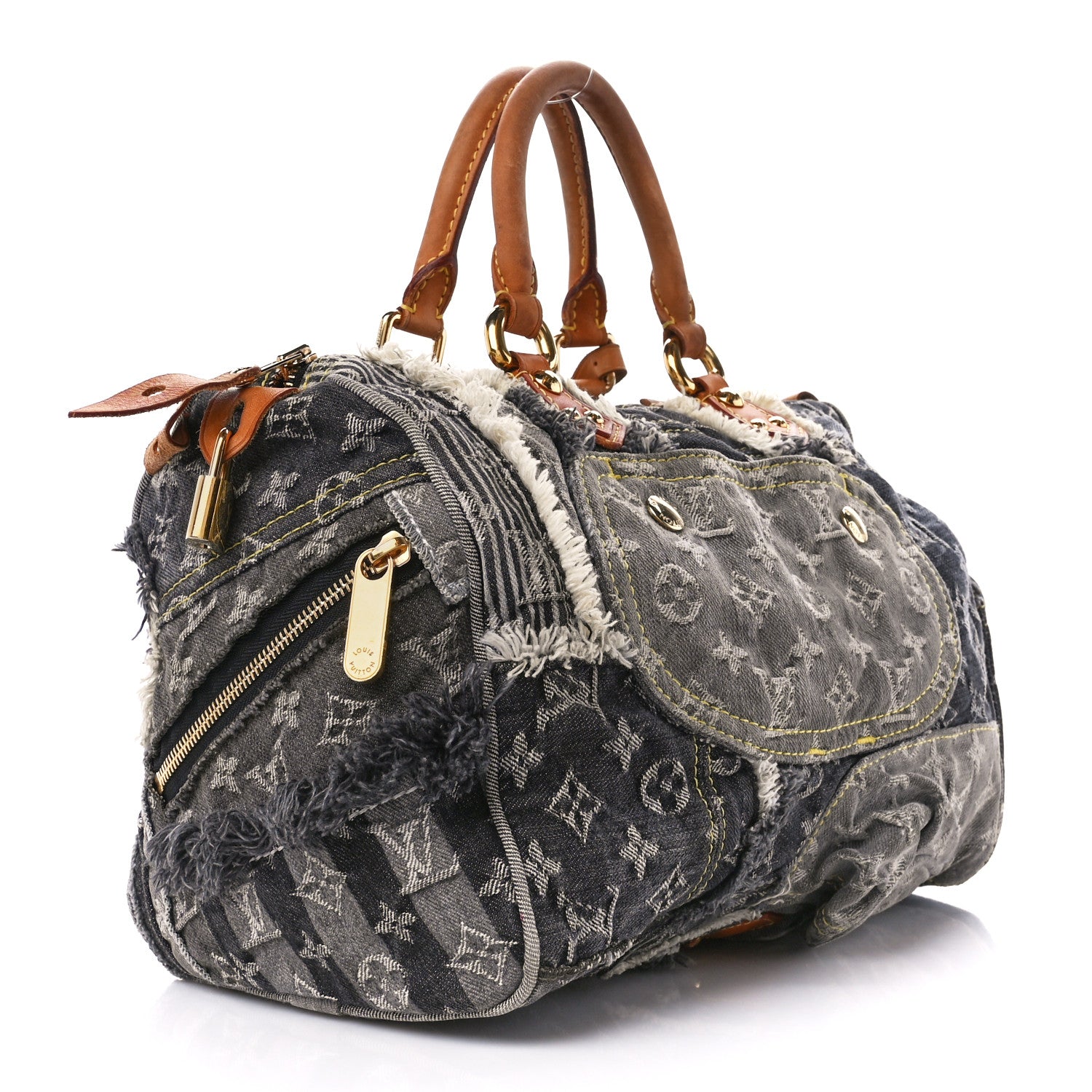 Louis Vuitton Denim Patchwork Speedy 30 Grey 3 of 17