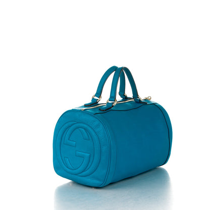 Gucci Calfskin Medium Soho Boston Riviera Blue 3 of 7