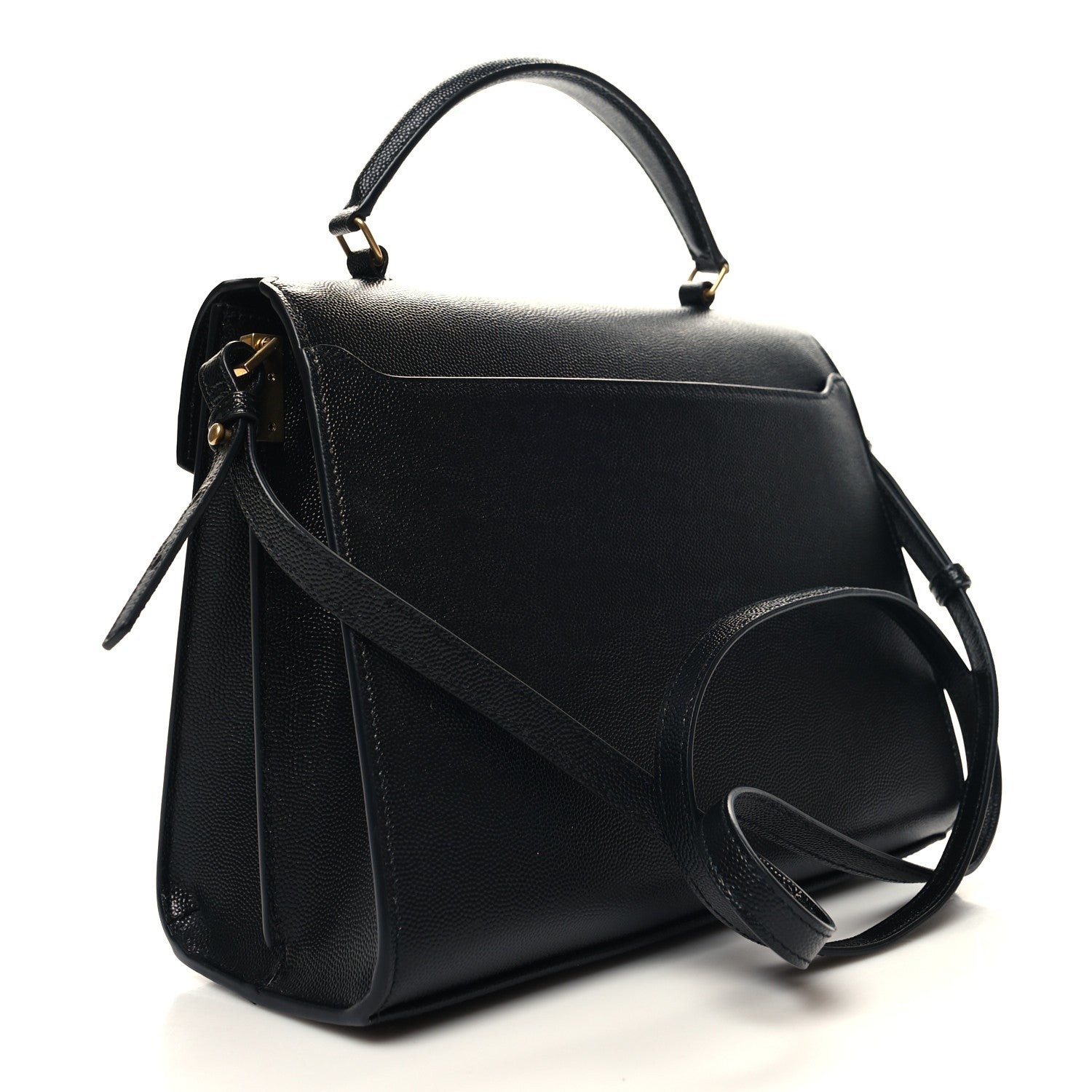 Saint Laurent Grain de Poudre Medium Classic Monogram Cassandra Top Handle Black 3 of 11
