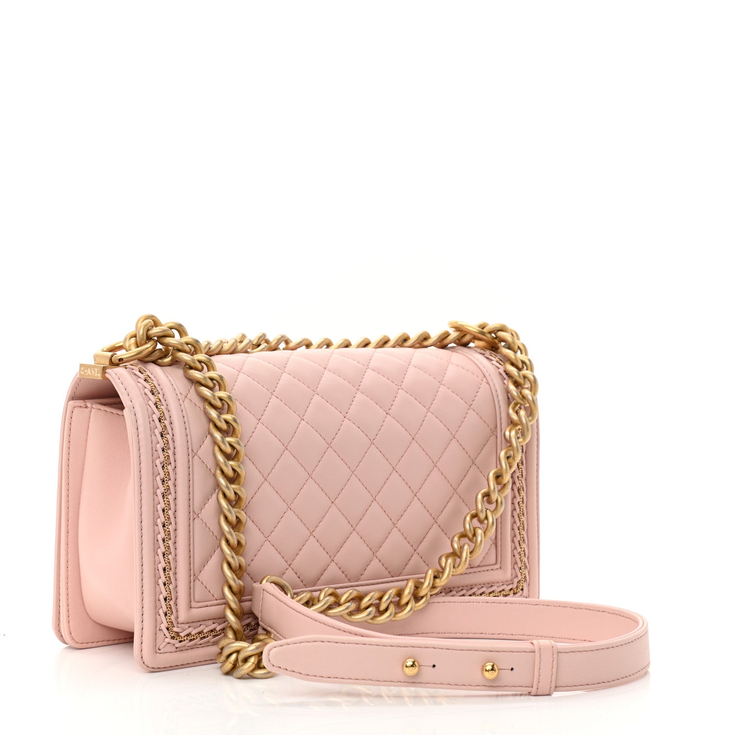Chanel Lambskin Quilted Medium Chain Detail Boy Flap Light Pink 3 of 11