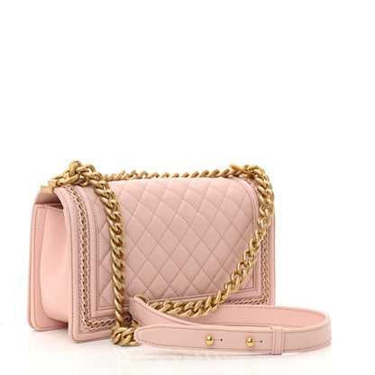 Chanel Lambskin Quilted Medium Chain Detail Boy Flap Light Pink 3 of 11