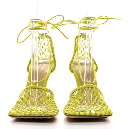 Bottega Veneta Mesh Nappa Stretch Ankle Tie Sandals 40 Kiwi 3 of 9
