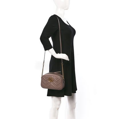Gucci Calfskin Matelasse Small GG Marmont Chain Shoulder Bag Porcelain Rose 2 of 10