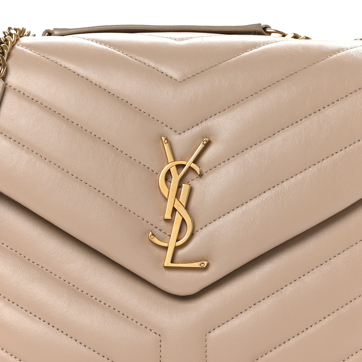 Calfskin Y Quilted Monogram Medium Loulou Chain Satchel Dark Beige