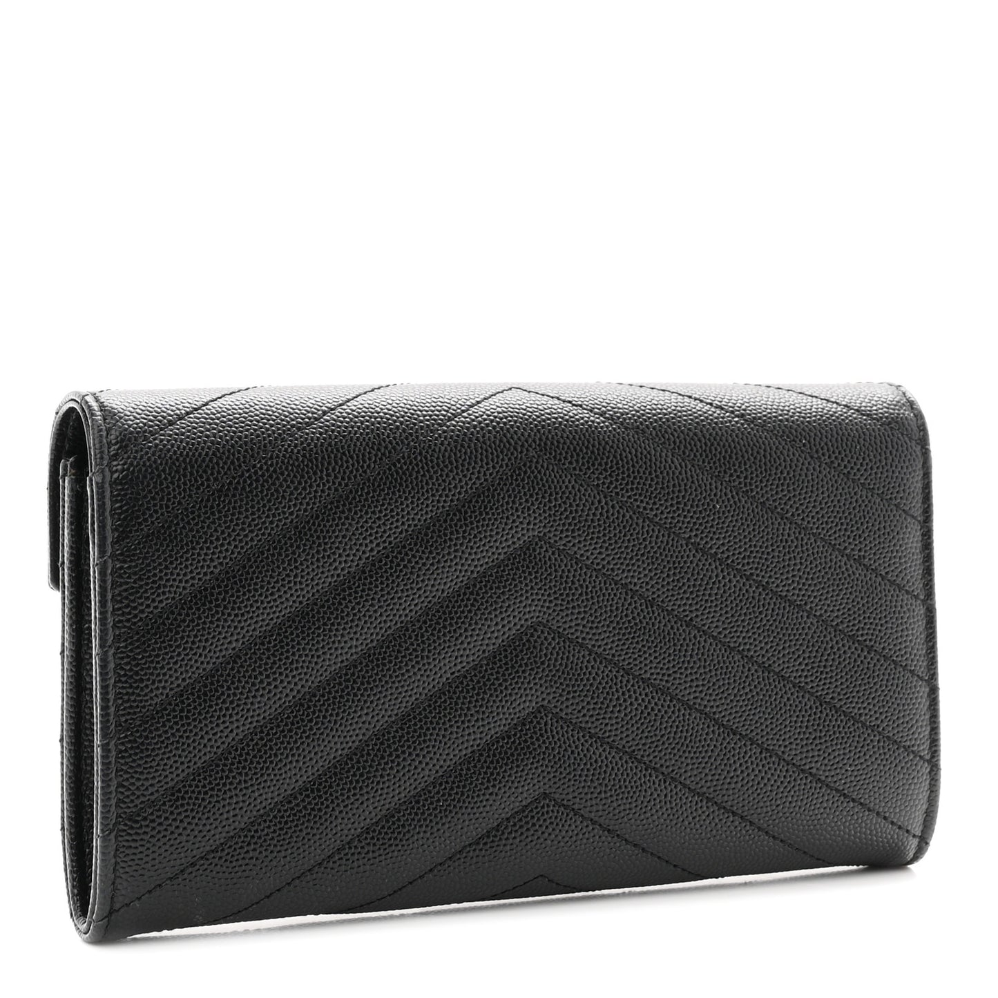Grain De Poudre Matelasse Chevron Monogram Flap Wallet Black