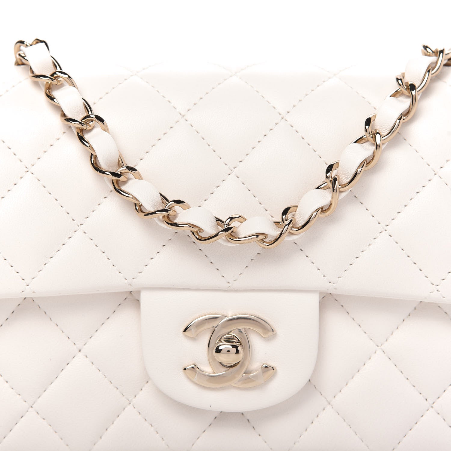 Chanel Lambskin Quilted Mini Rectangular Flap White 10 of 12
