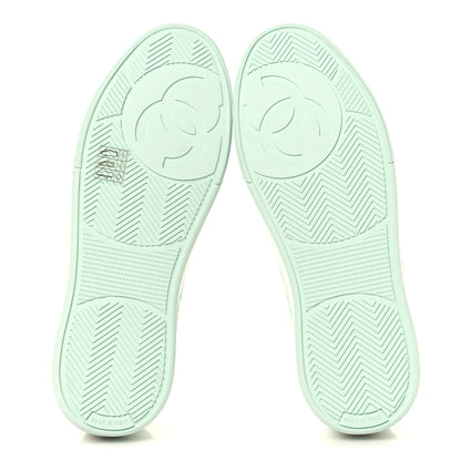 Chanel Cotton Sneakers 38.5 Light Turquoise White 6 of 9