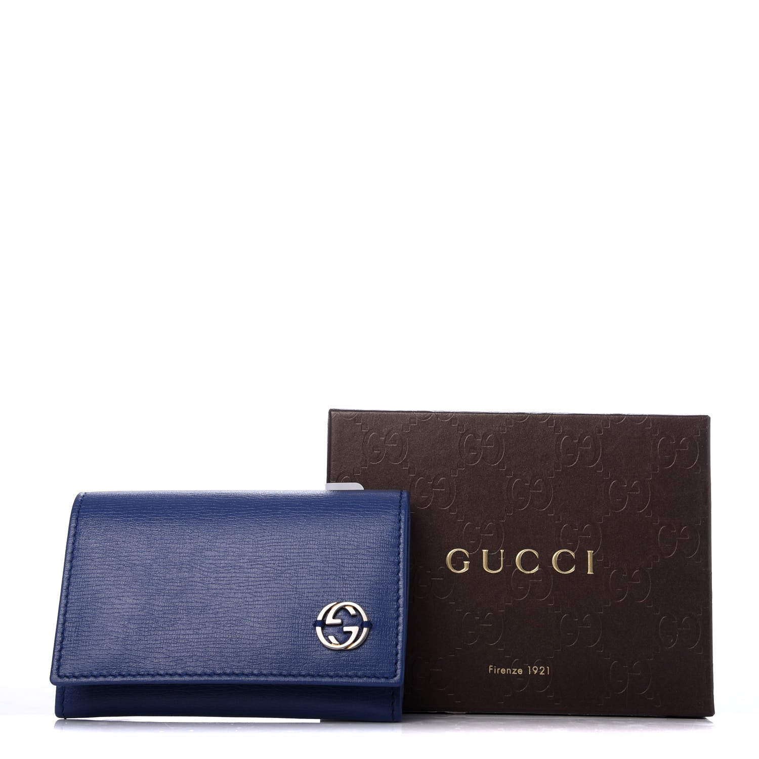 Gucci Textured Calfskin Interlocking G Card Case Caspian 7 of 7