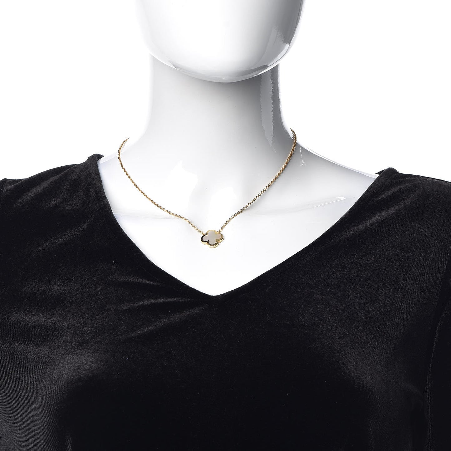18K Yellow Gold Mother of Pearl Pure Alhambra Pendant Necklace