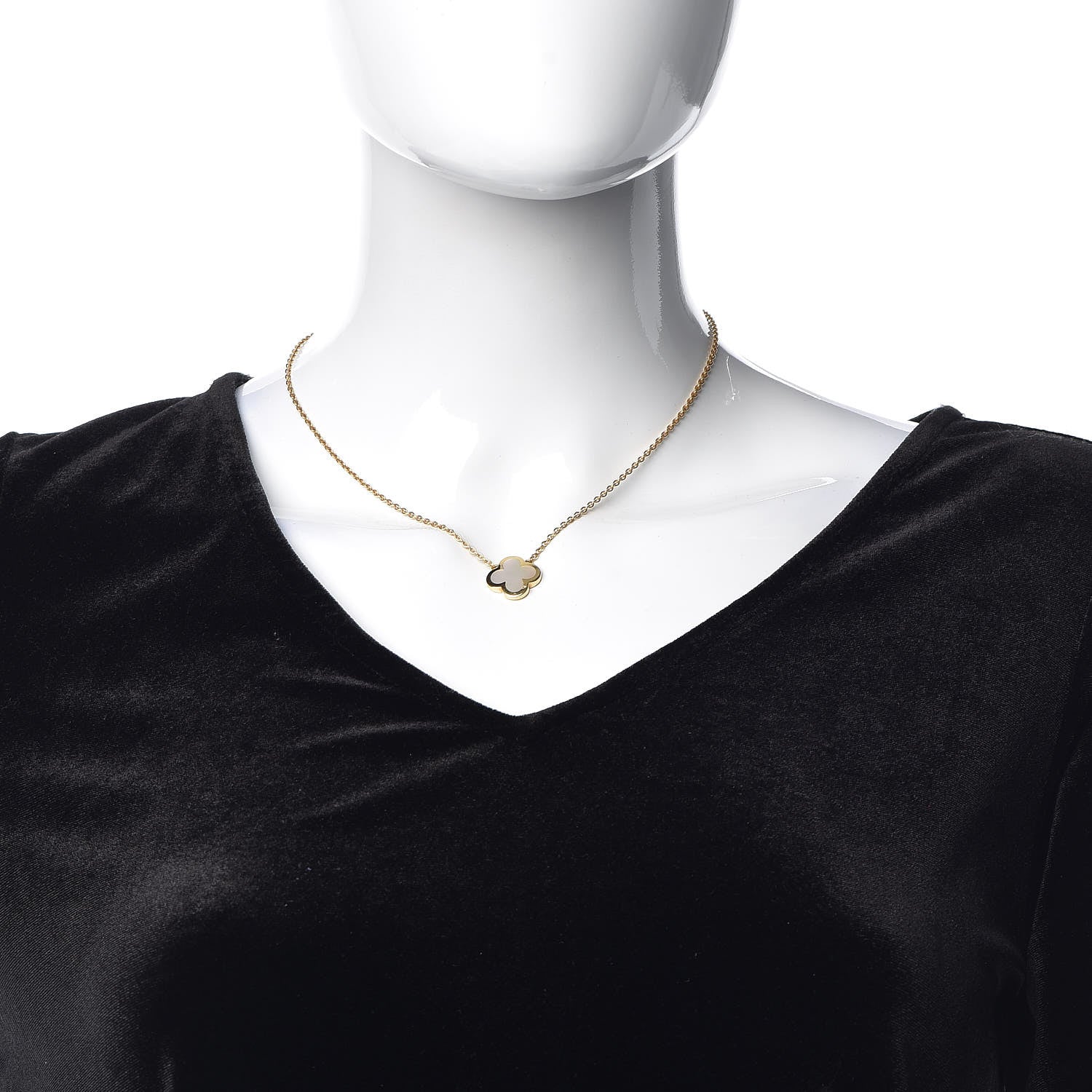 Van Cleef & Arpels 18K Yellow Gold Mother of Pearl Pure Alhambra Pendant Necklace 2 of 4