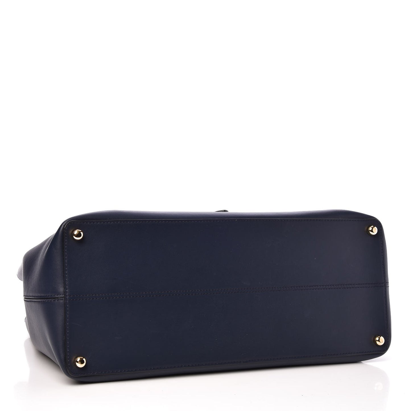 Smooth Bonded Calfskin Large Saddle Tote Blue Carbon