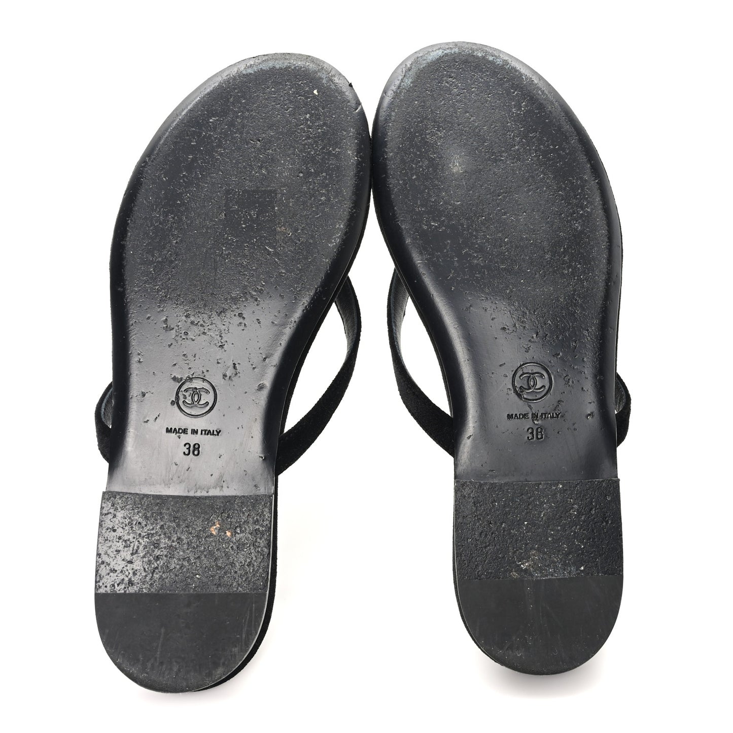 Velvet Crystal CC Thong Sandals 38 Black