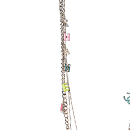 Chanel Crystal Enamel Pearl CC Logo Chain Long Necklace Gold Multicolor 4 of 7