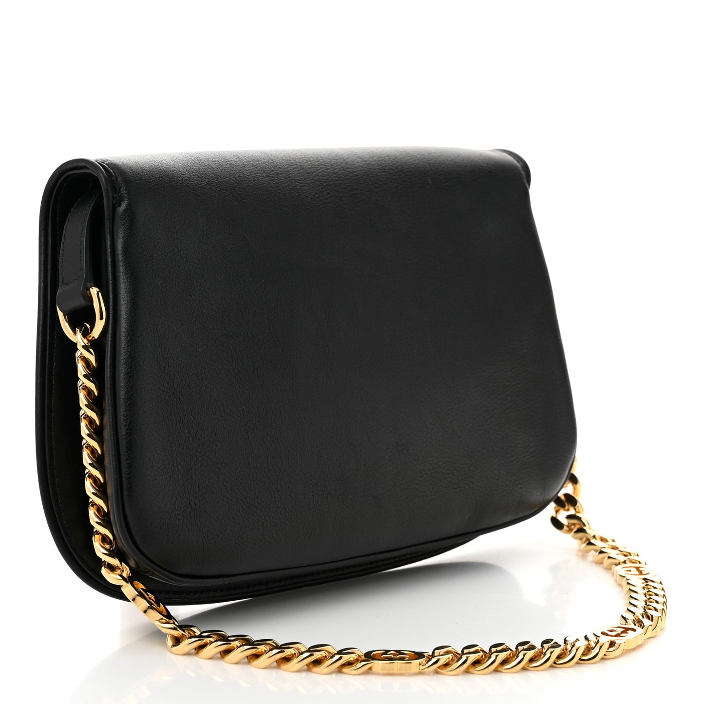 Roxy Calfskin Blondie Chain Shoulder Flap Bag Black