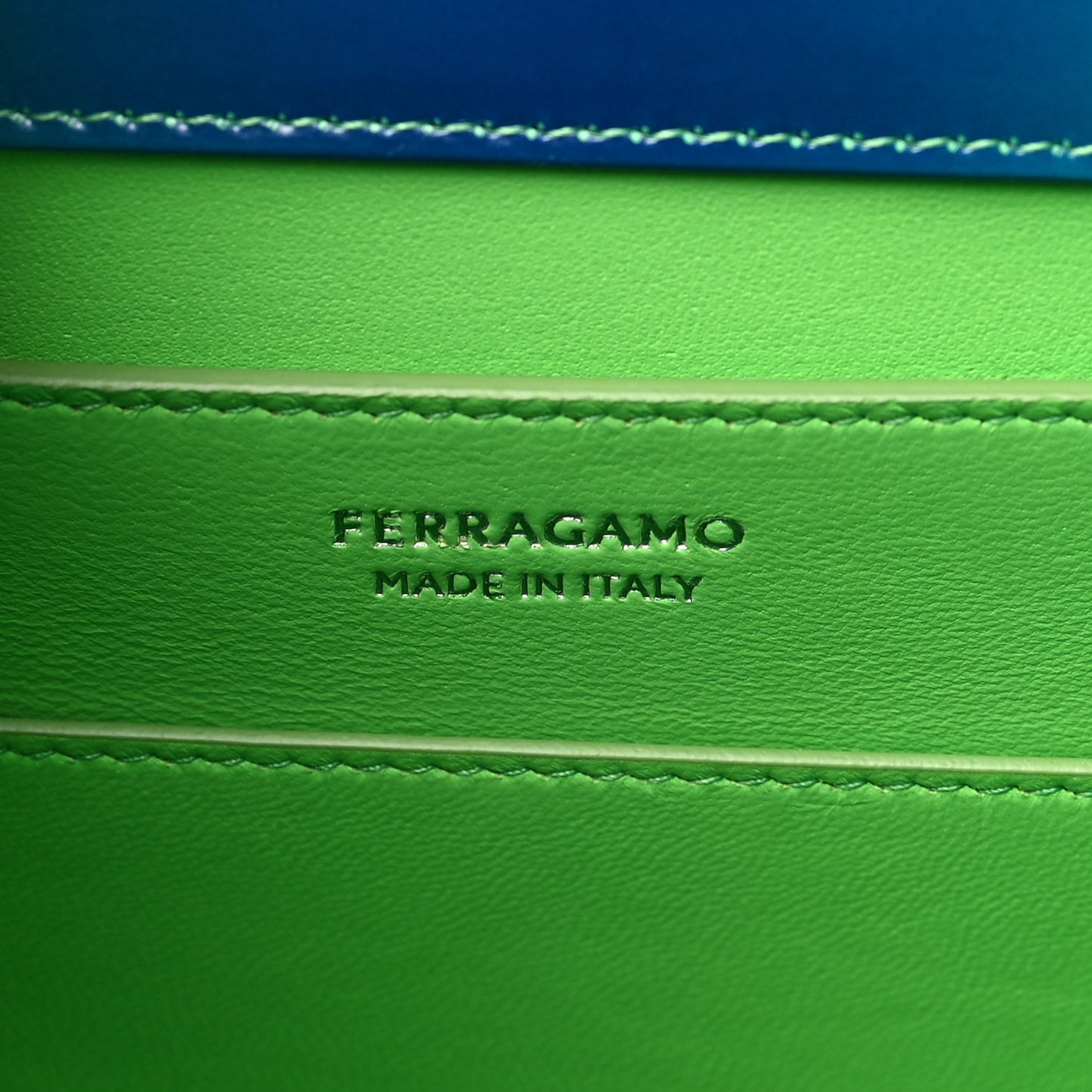 Smooth Airbrushed Calfskin Medium Wanda Top Handle Green Blue