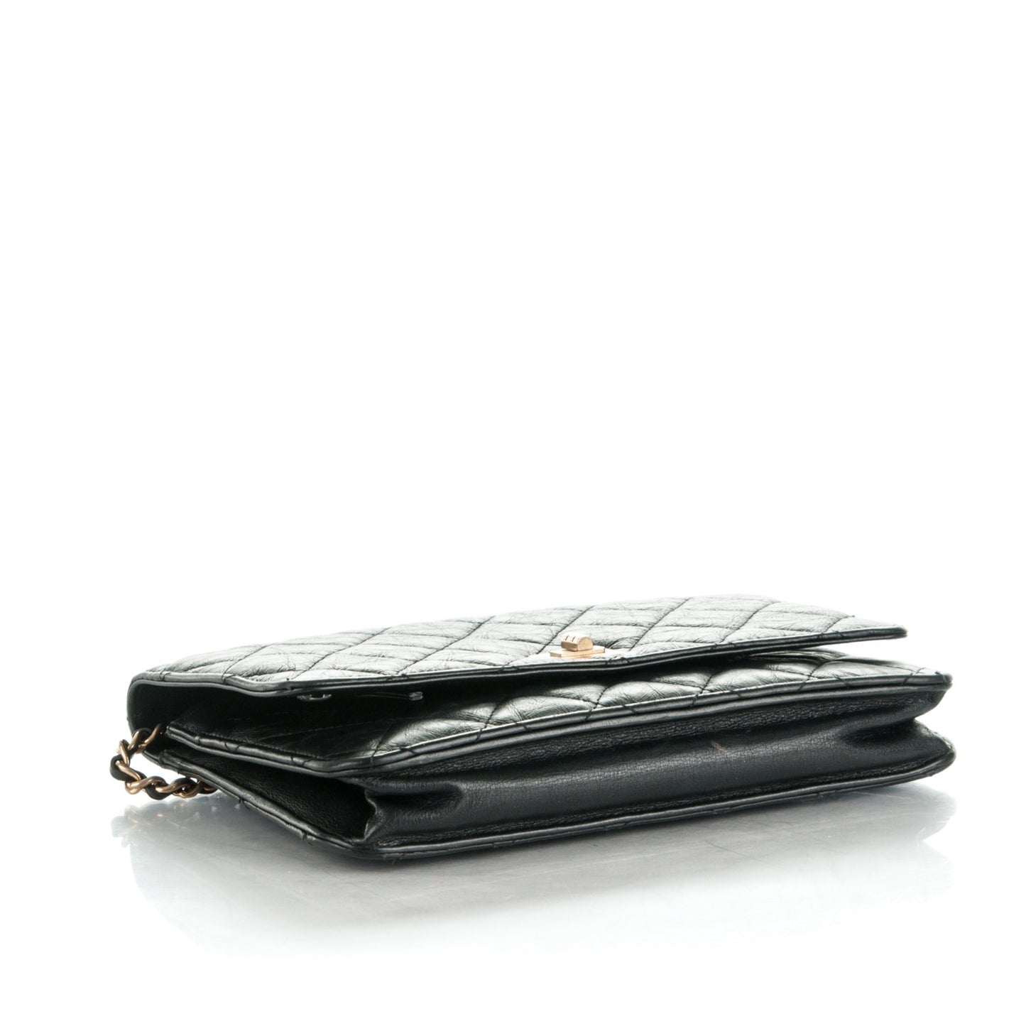 Aged Calfskin Quilted Reissue Wallet On Chain WOC Black