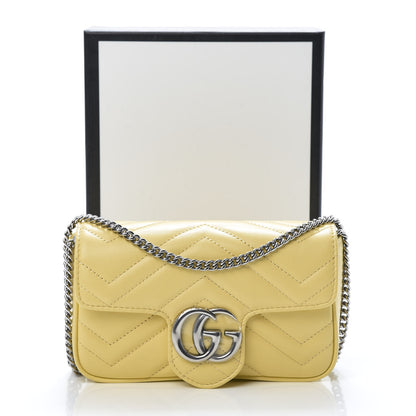 Gucci Calfskin Matelasse Super Mini GG Marmont Shoulder Bag Banana 10 of 10