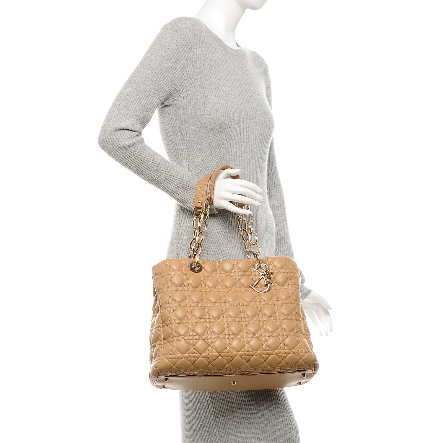 Christian Dior Lambskin Cannage Large Dior Soft Shopping Tote Beige 2 of 6