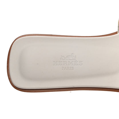 Hermes Box Calfskin Oran Sandals 37 White 5 of 8