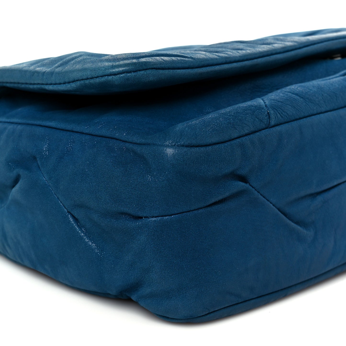 Iridescent Calfskin Glint Flap Blue