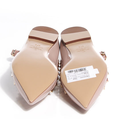 Valentino Garavani Patent Rockstud Cage Ballerina Flats 37.5 Poudre 5 of 6