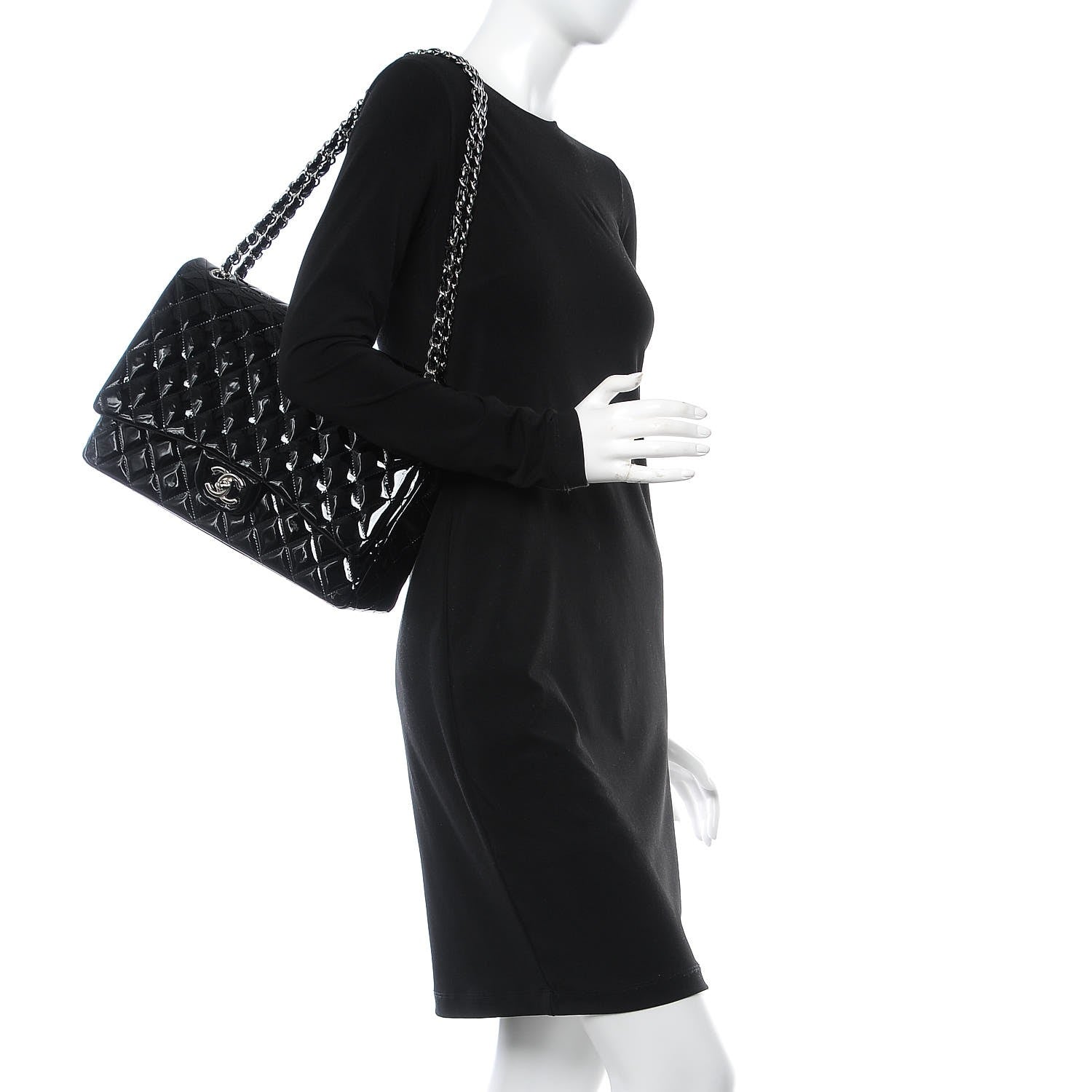 Chanel Patent Quilted Maxi Double Flap Black 3 of 8