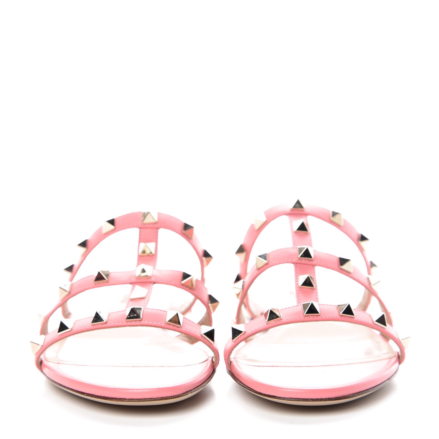 Valentino Garavani Nappa Rockstud Caged Flat Slide Sandals 37 Paradise Rose 2 of 9
