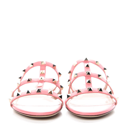 Valentino Garavani Nappa Rockstud Caged Flat Slide Sandals 37 Paradise Rose 2 of 9