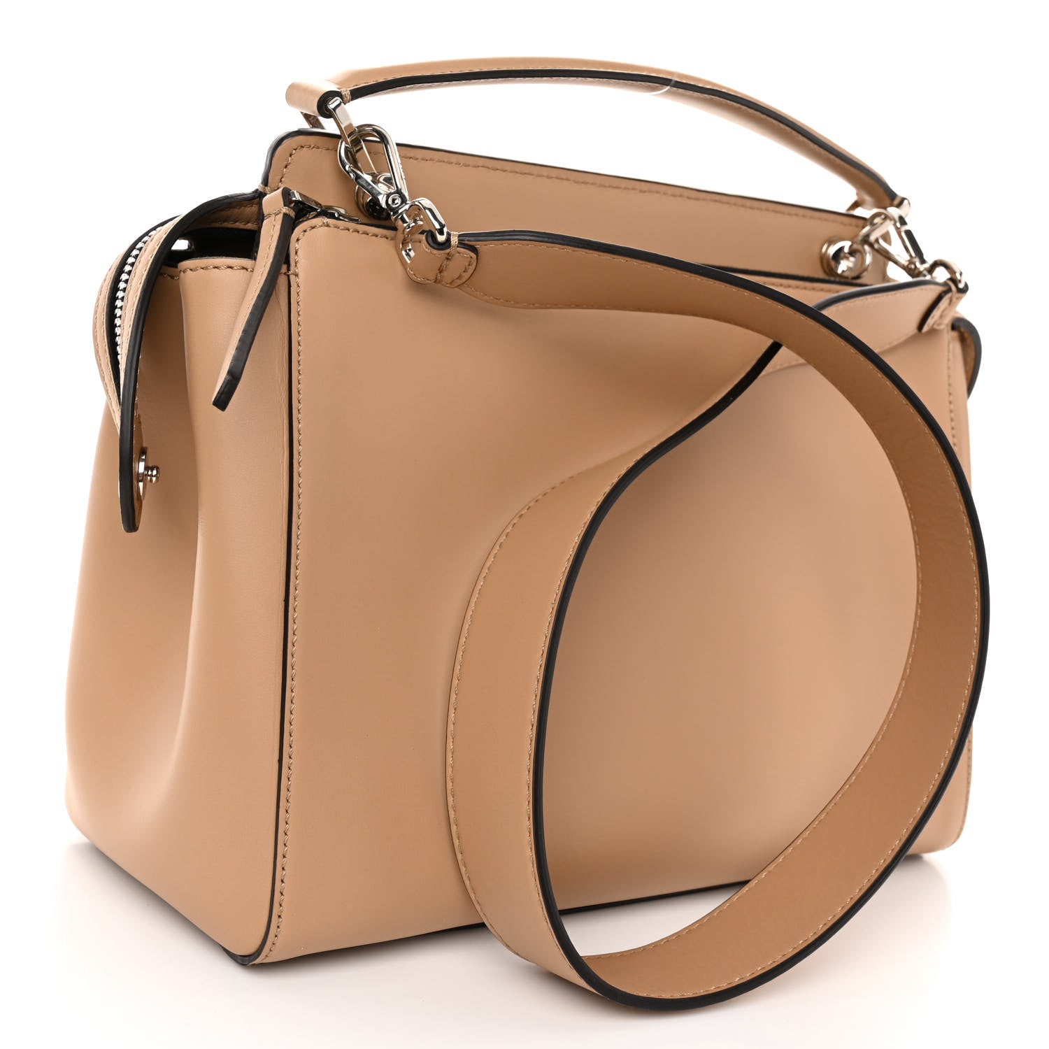 Fendi Vitello Baltico Dolce Shiny Nappa Lace Up DotCom Satchel Cuoio Ceruleo 3 of 11
