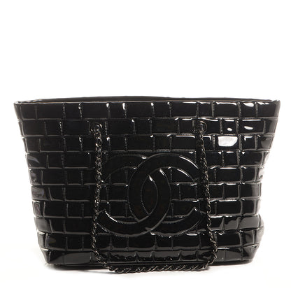 Chanel Vinyl Quilted Frozen Shopping Tote Black 1 of 7