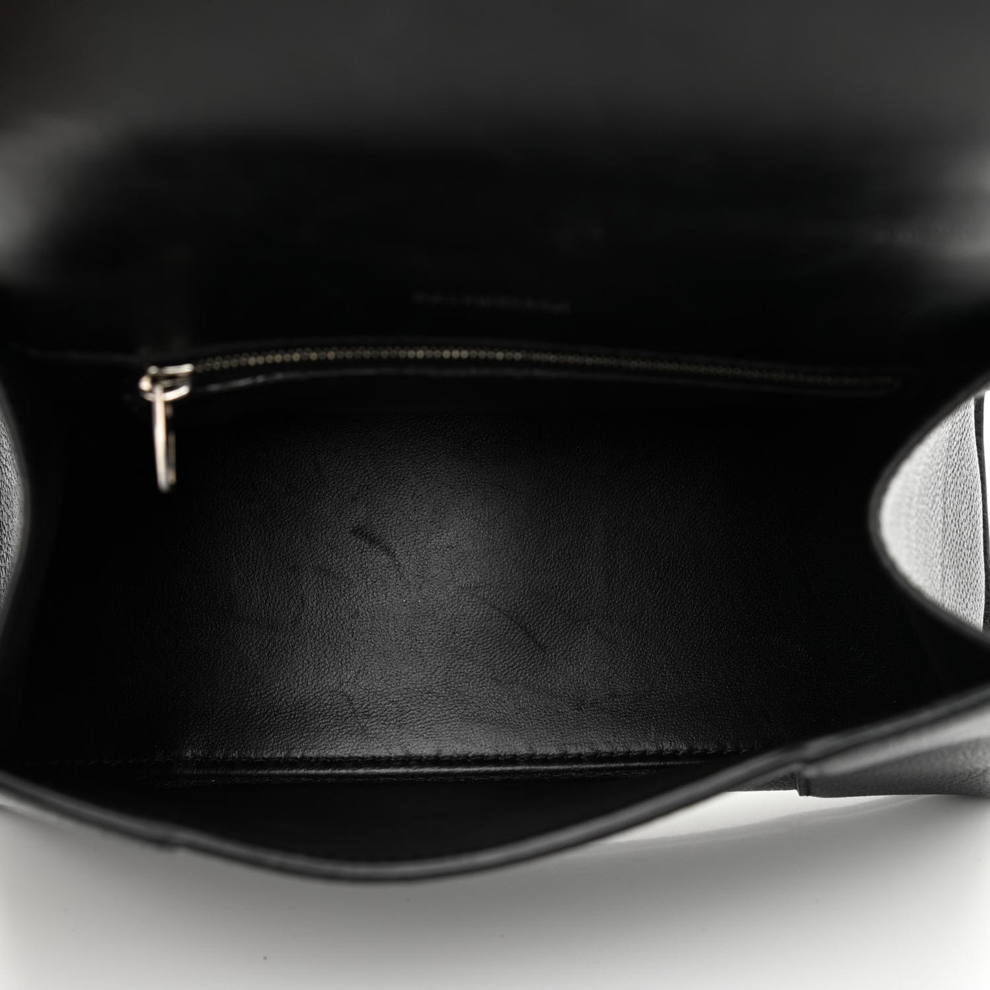 Grained Calfskin Small Hourglass Top Handle Bag Black