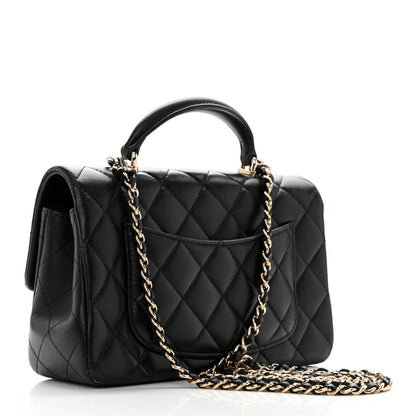 Chanel Lambskin Quilted Mini Top Handle Rectangular Flap Black 2 of 12