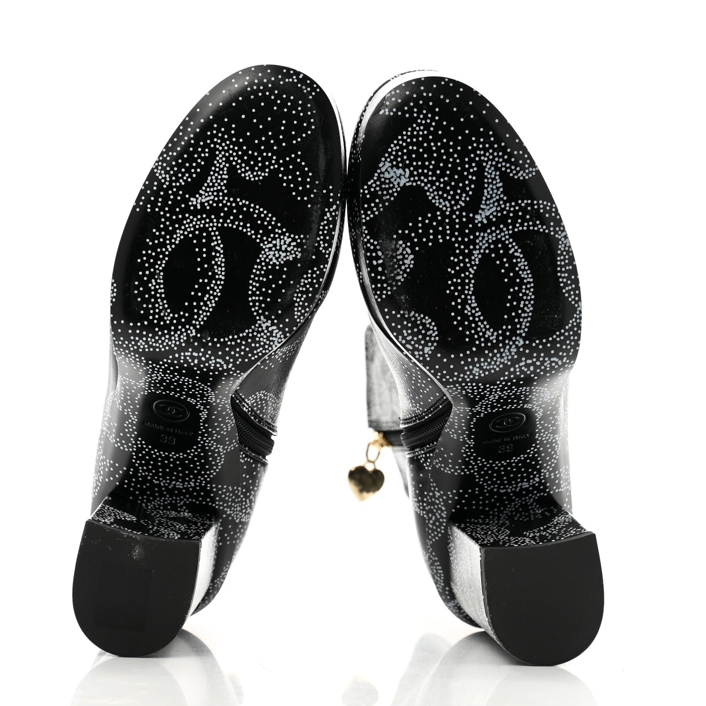 Calfskin Camellia Printed Ankle Boots 39 Black White