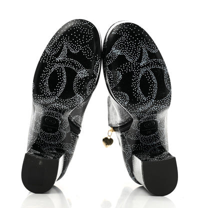 Chanel Calfskin Camellia Printed Ankle Boots 39 Black White 6 of 9