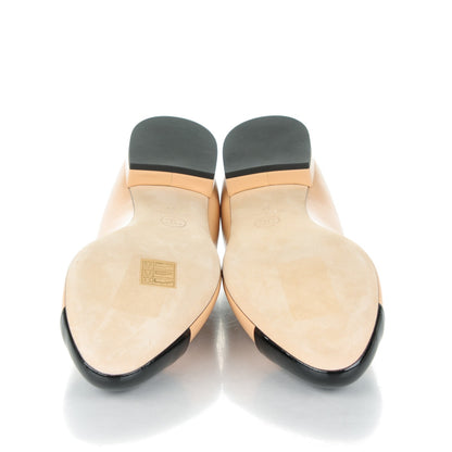 Chanel Crumpled Calfskin Patent Cap Toe Ballerina Flats 38 Beige Black 5 of 7
