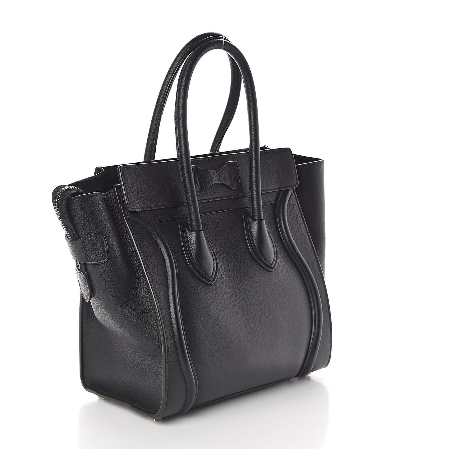 Drummed Calfskin Micro Luggage Black