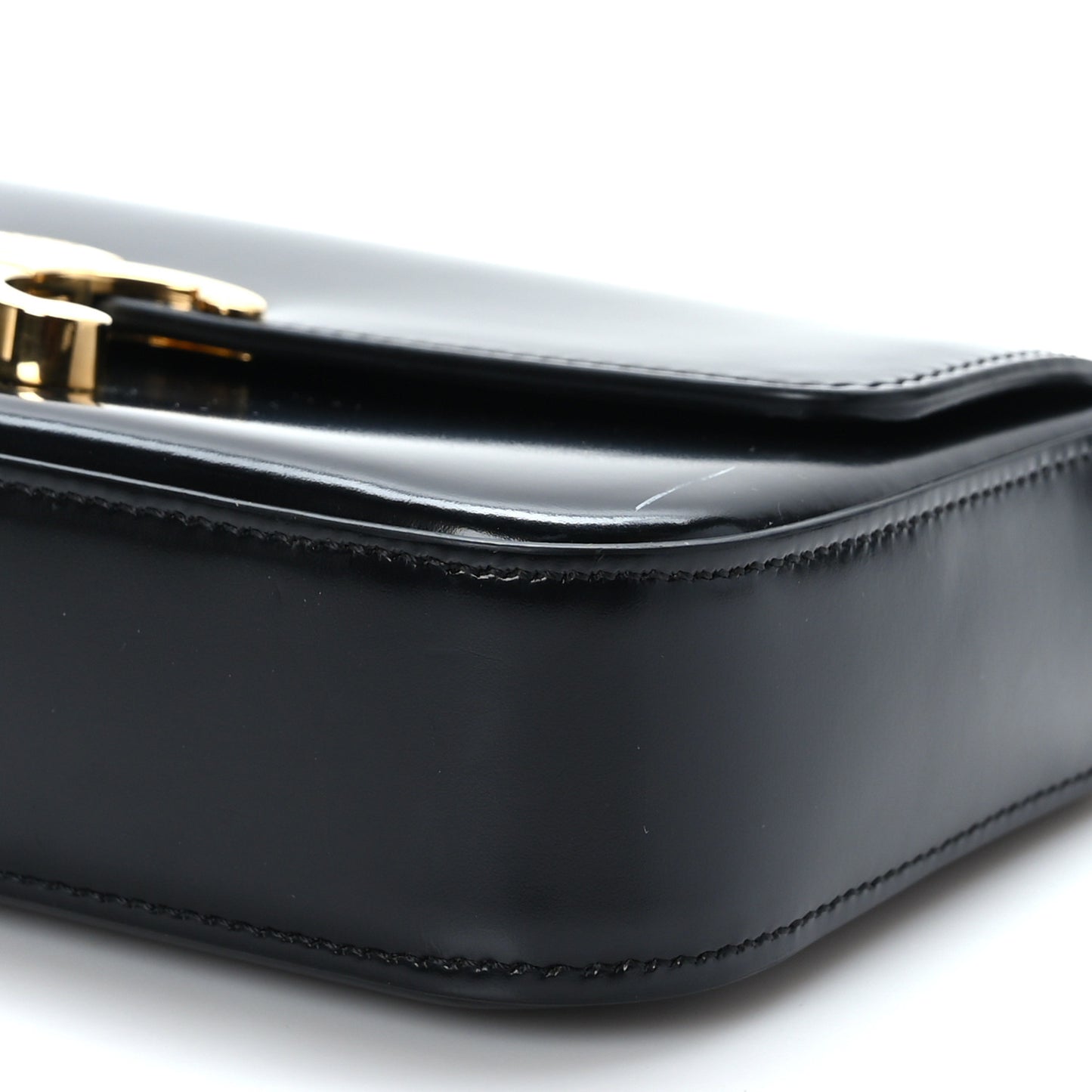 Shiny Calfskin Triomphe Chain Shoulder Bag Black