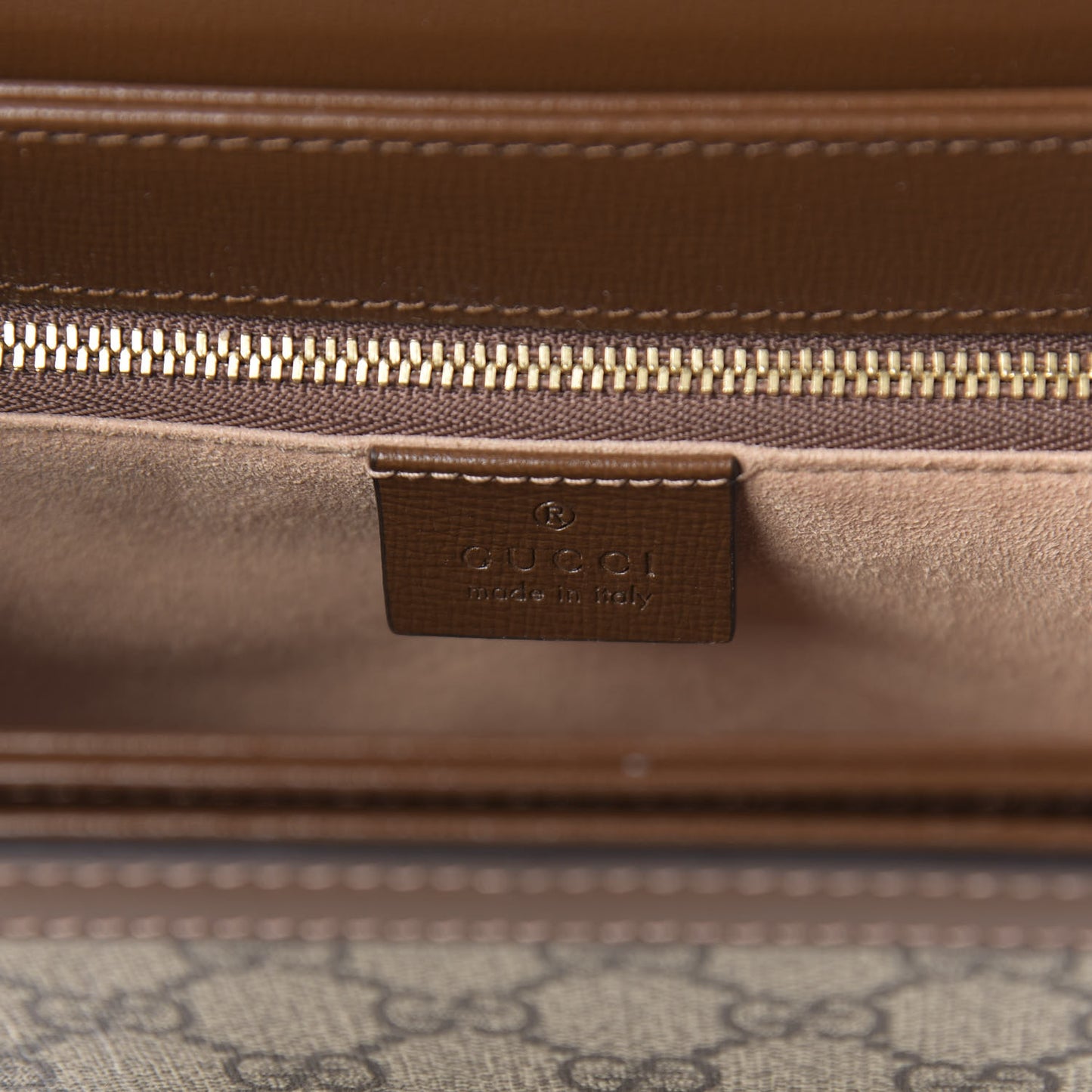 GG Supreme Monogram Horsebit 1955 Shoulder Bag Beige Brown Sugar