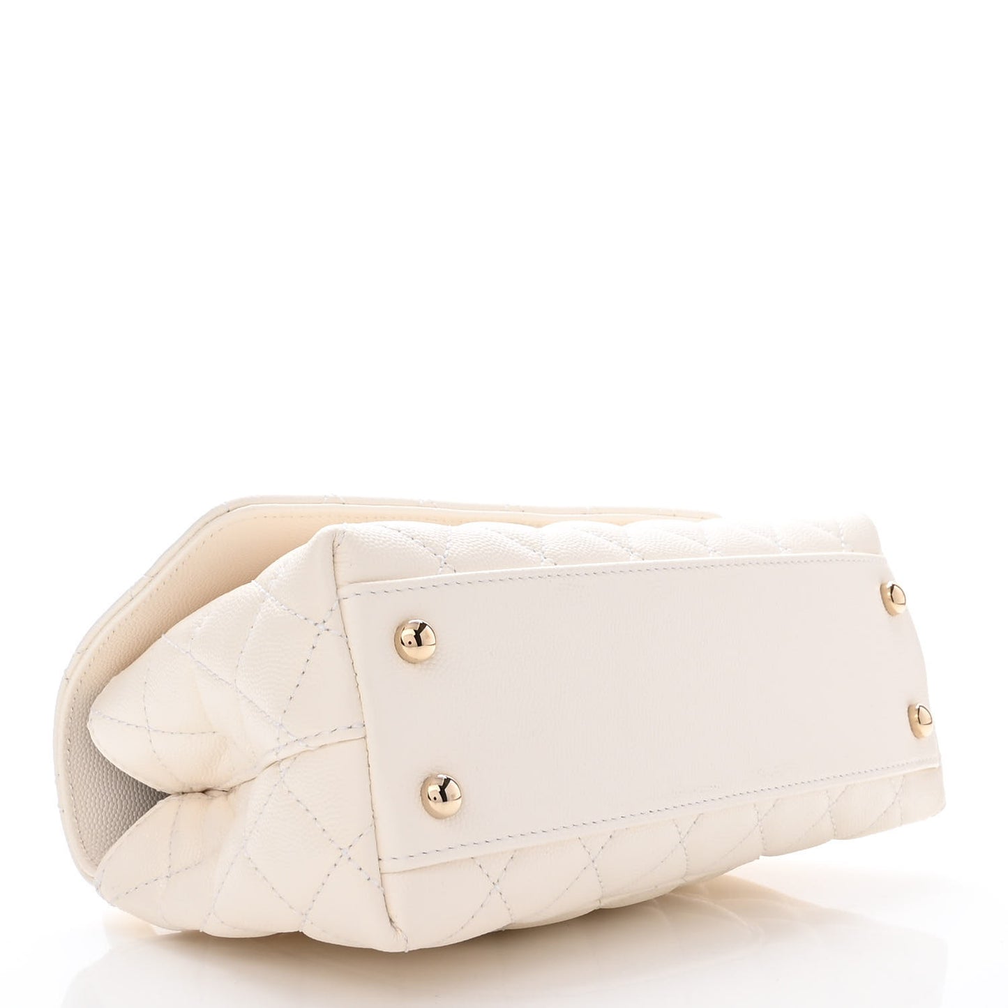 Caviar Quilted Mini Coco Handle Flap White