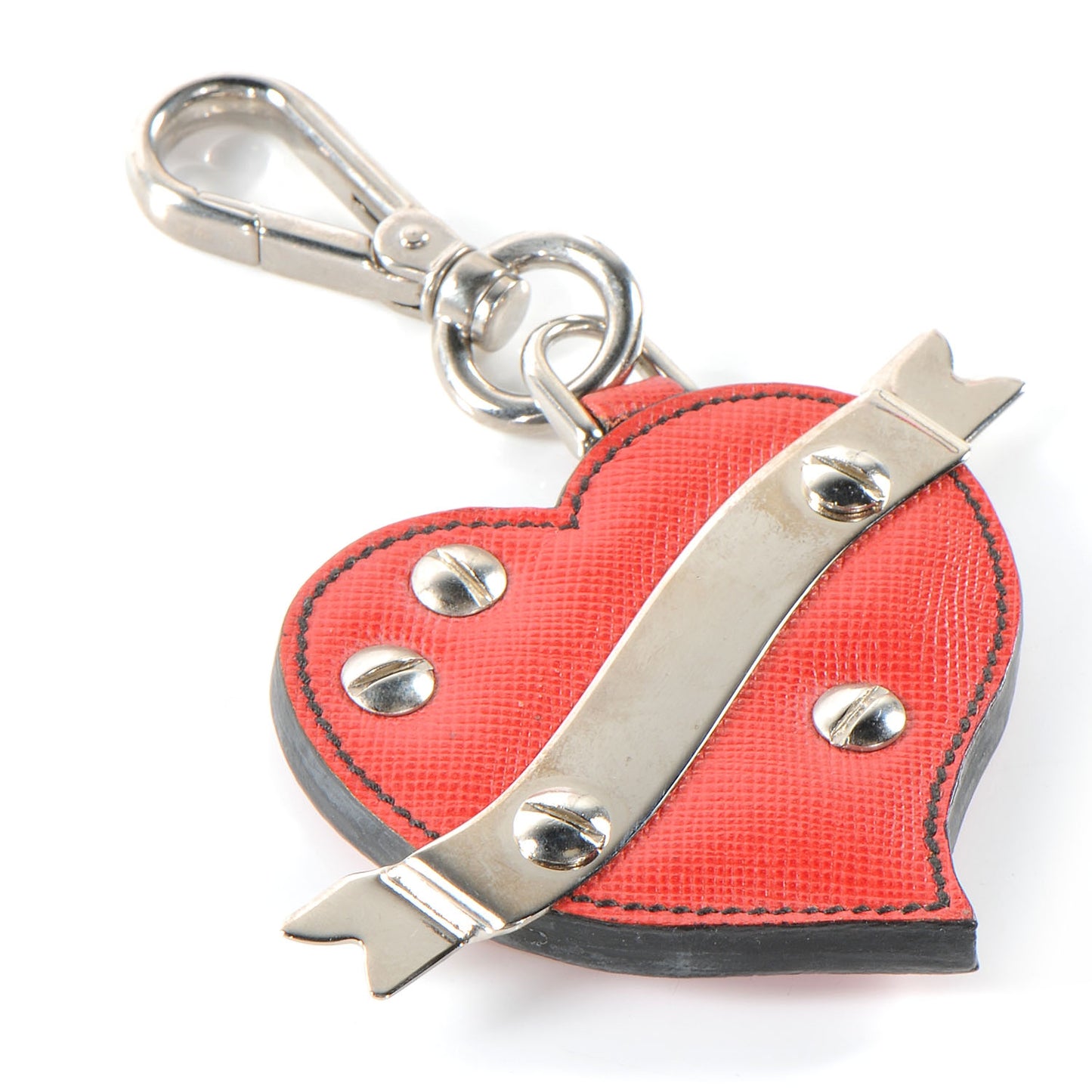 Saffiano Trick Heart Keychain Orange